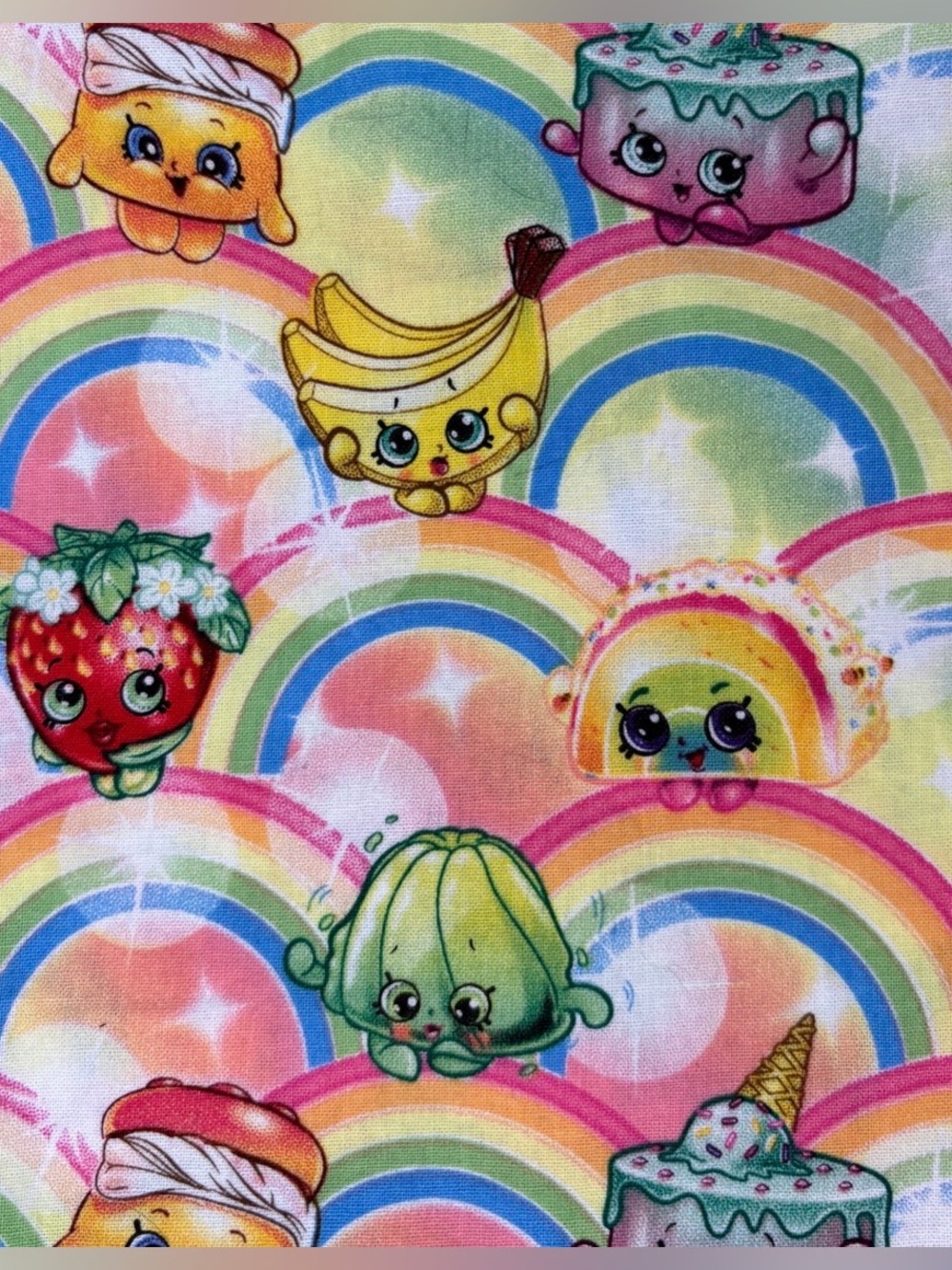 Shopkins Rainbow Dreams Fruit Fabric Material 32 X 42 Inches Kids Whimsical Twee